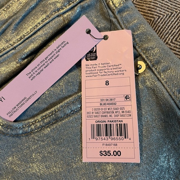 Wild Fable NWT High-Rise Baggy Metallic Jeans size 8 - Picture 10 of 15